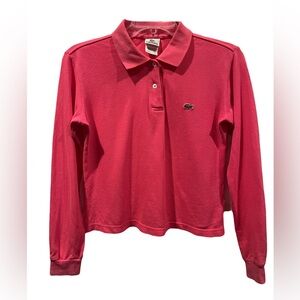 Lacoste Pink Long Sleeve‎ Cropped Polo Size 34